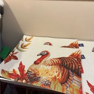 2 PC Croft & Barrow Festive Turkey Placemats - Red and Brown